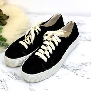 Keds Black Velvet Lace Up Low Top Platform Sneakers Size 8 Women's